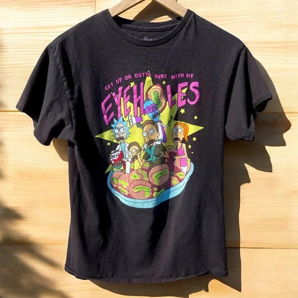 Rick and Morty Adult Swim Black TShirt, Medium